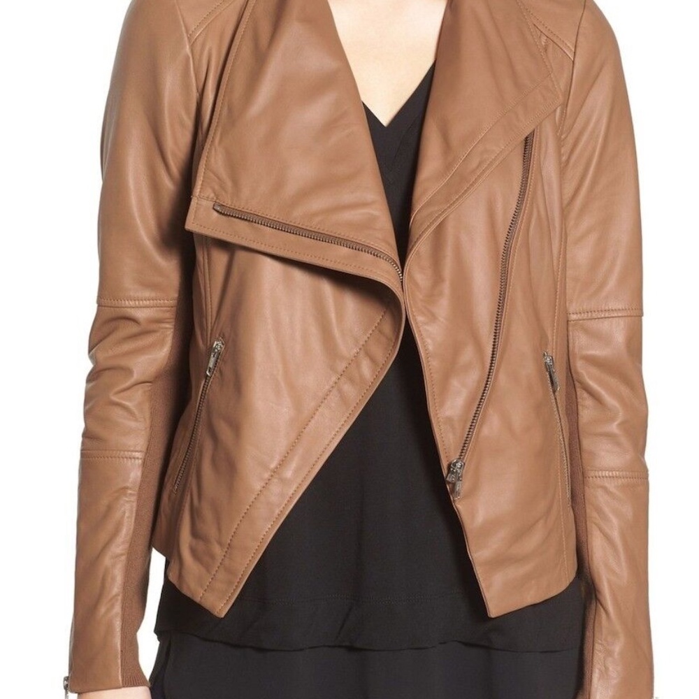Trouvé Drape Front Leather Jacket Size M
